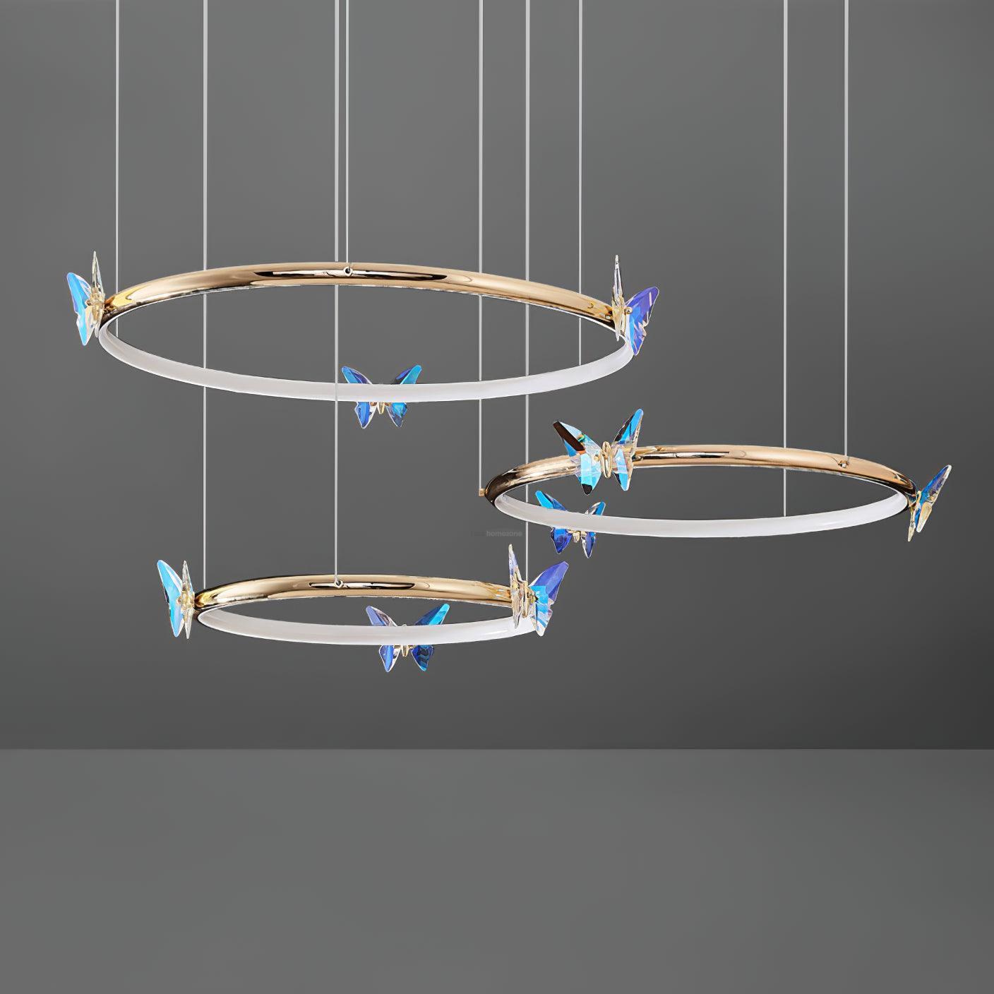 Blue Butterfly Round Chandelier-Sylvia Space