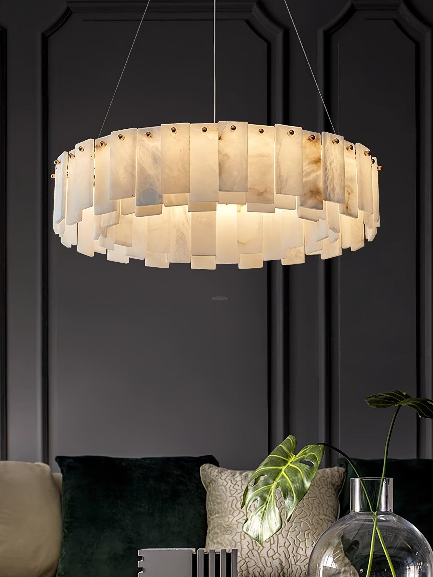 Celestial Alabaster Round/Square Chandelier-Sylvia Space