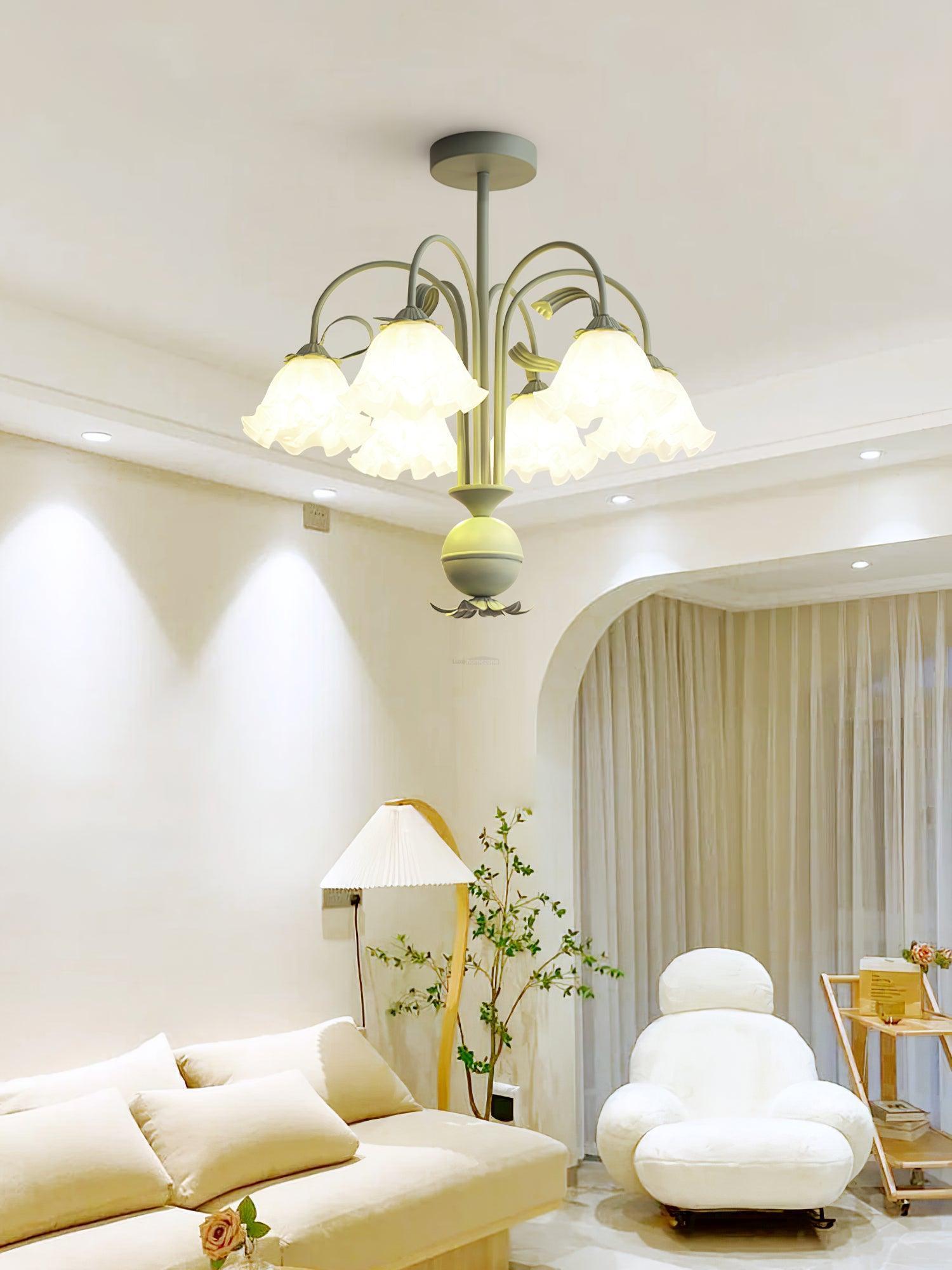 Bell Orchid Chandelier with 6 heads-Sylvia Space