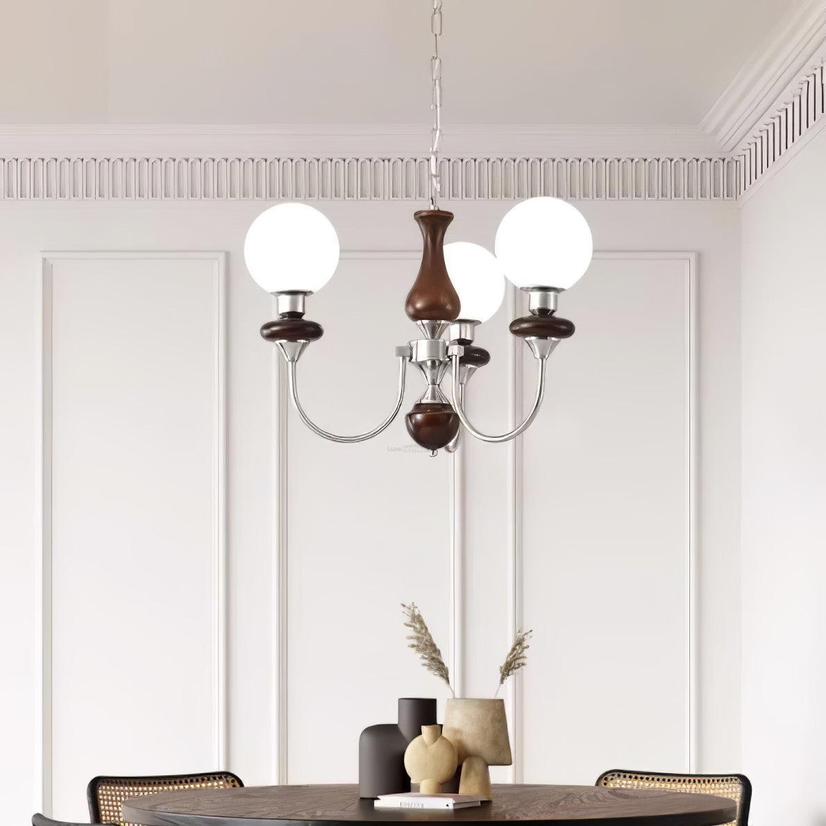 Walnut Brass Chandelier with 3/6/8 lamps-Sylvia Space