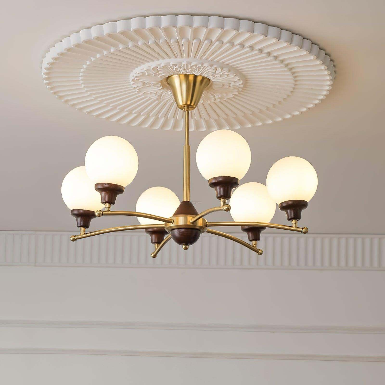 Walnut Glass Ball Chandelier ∅ 21.6″-Sylvia Space
