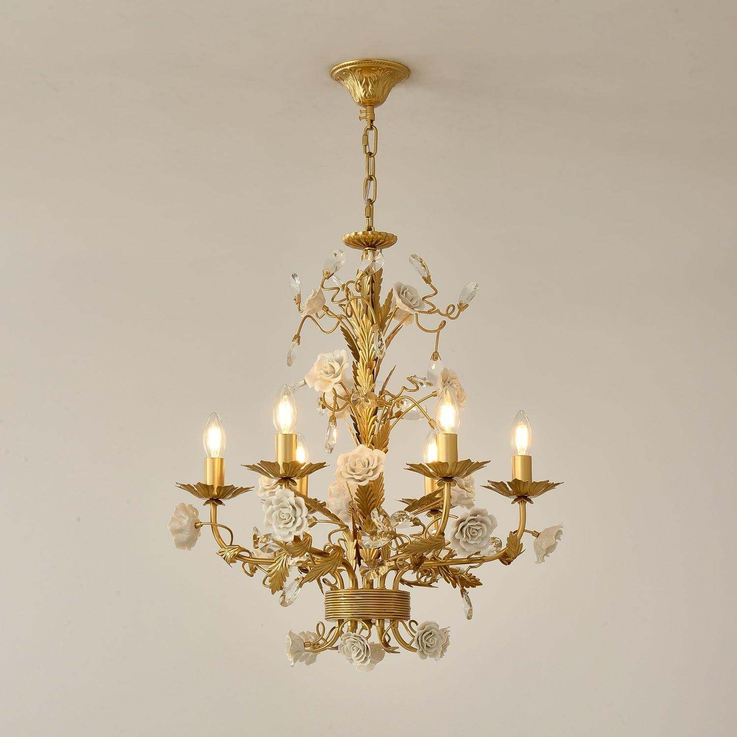 White Rose Crystal Chandelier with 6/8 heads-Sylvia Space