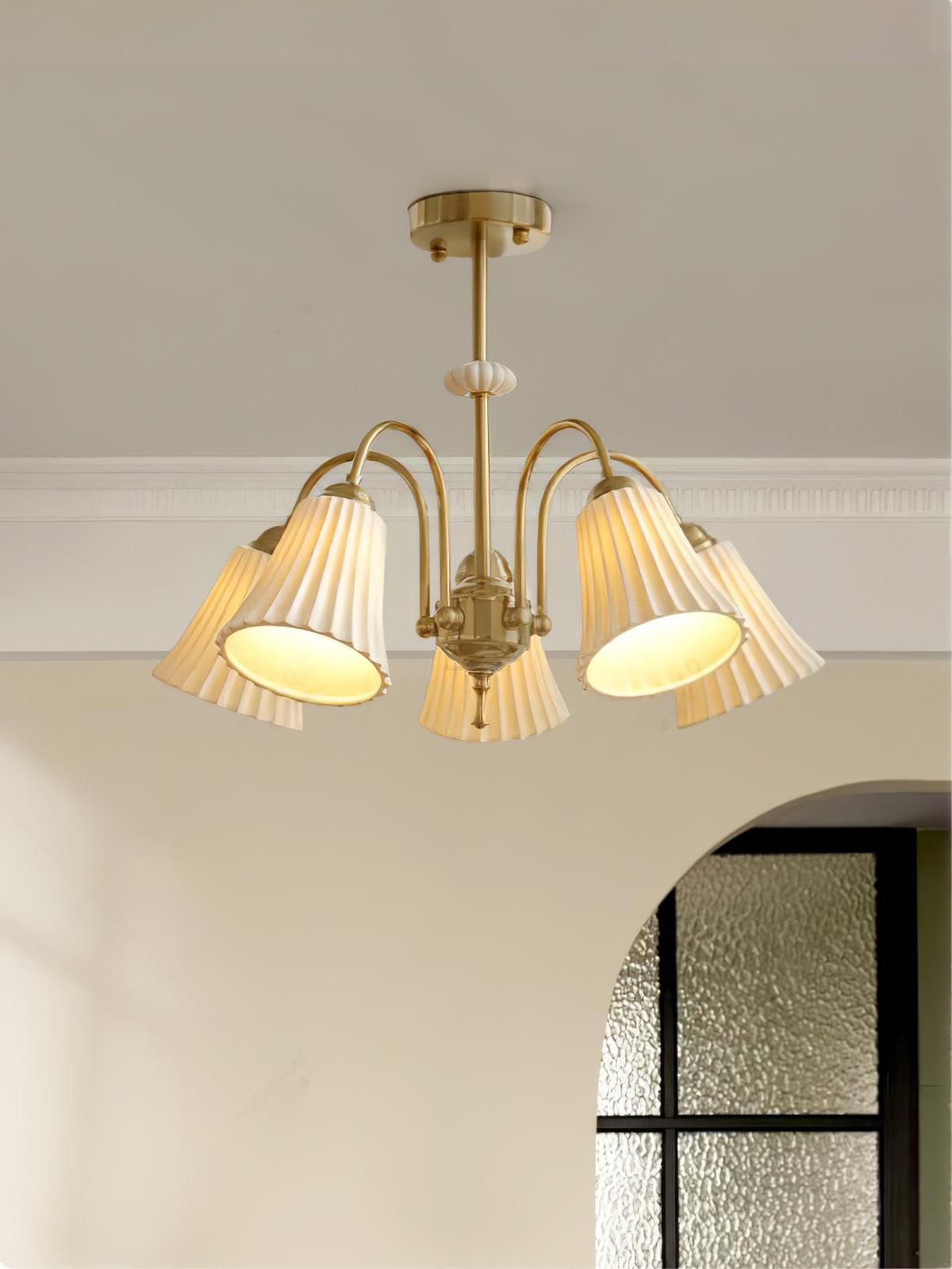 Medieval Ceramic Trumpet Chandelier with 3/5/8 lamps-Sylvia Space