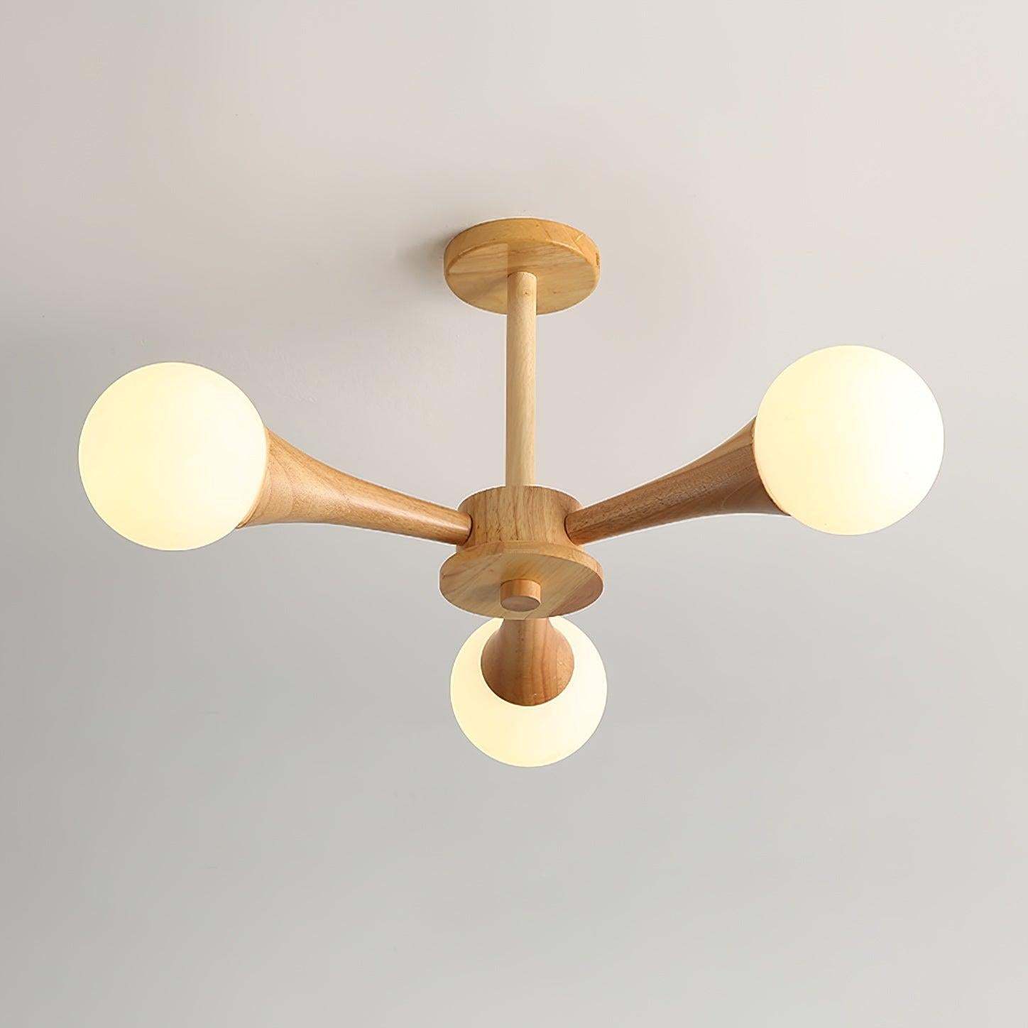 Wooden Nera Chandelier with 3/4/5 heads-Sylvia Space