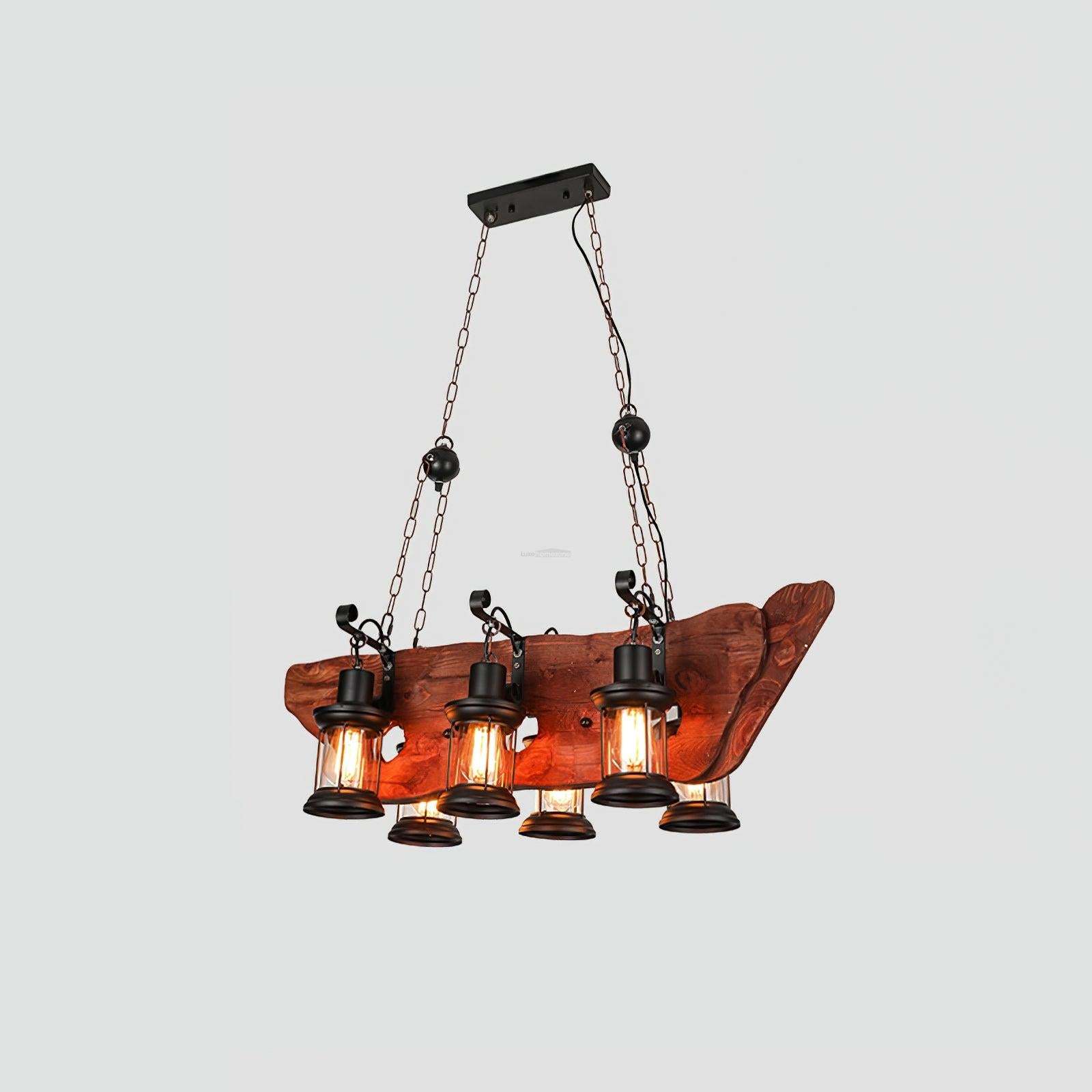 Nautical Industrial Style Wooden Chandelier with 1/3/6/8 heads-Sylvia Space