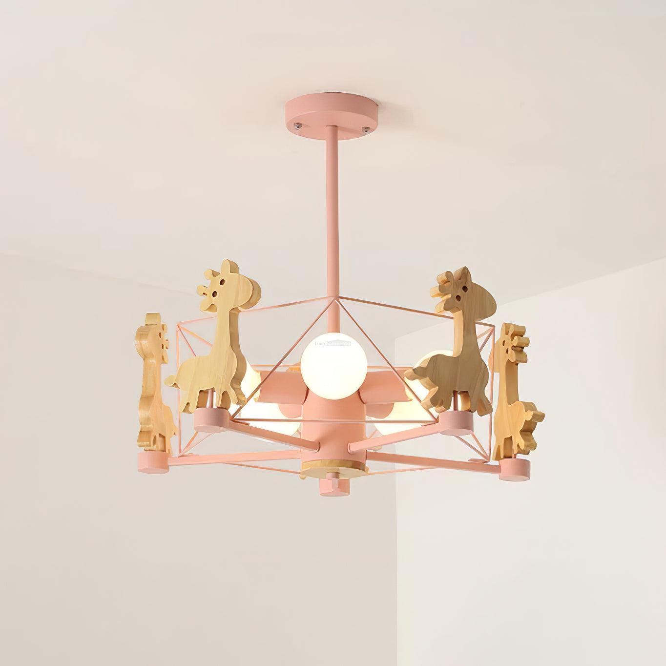 Lovely Deer Wooden Chandelier ∅ 20.8″-Sylvia Space