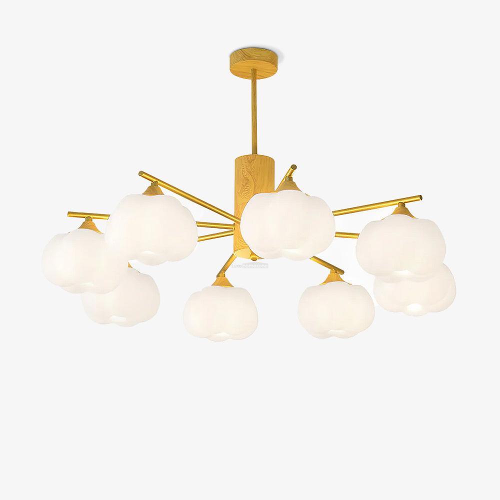 Wooden Cotton Balls Chandelier with 5/8 lamps-Sylvia Space