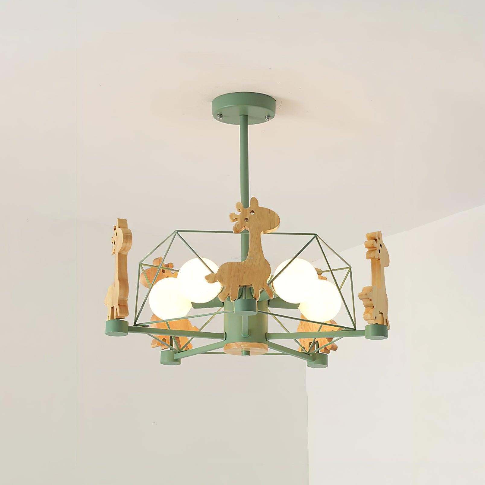 Lovely Deer Wooden Chandelier ∅ 20.8″-Sylvia Space