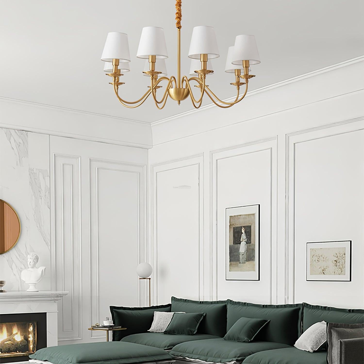 Tapered Fabric Brass Chandelier with 3/5/8 heads-Sylvia Space