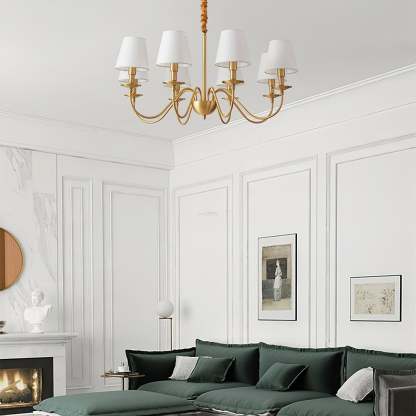 Tapered Fabric Brass Chandelier with 3/5/8 heads-Sylvia Space