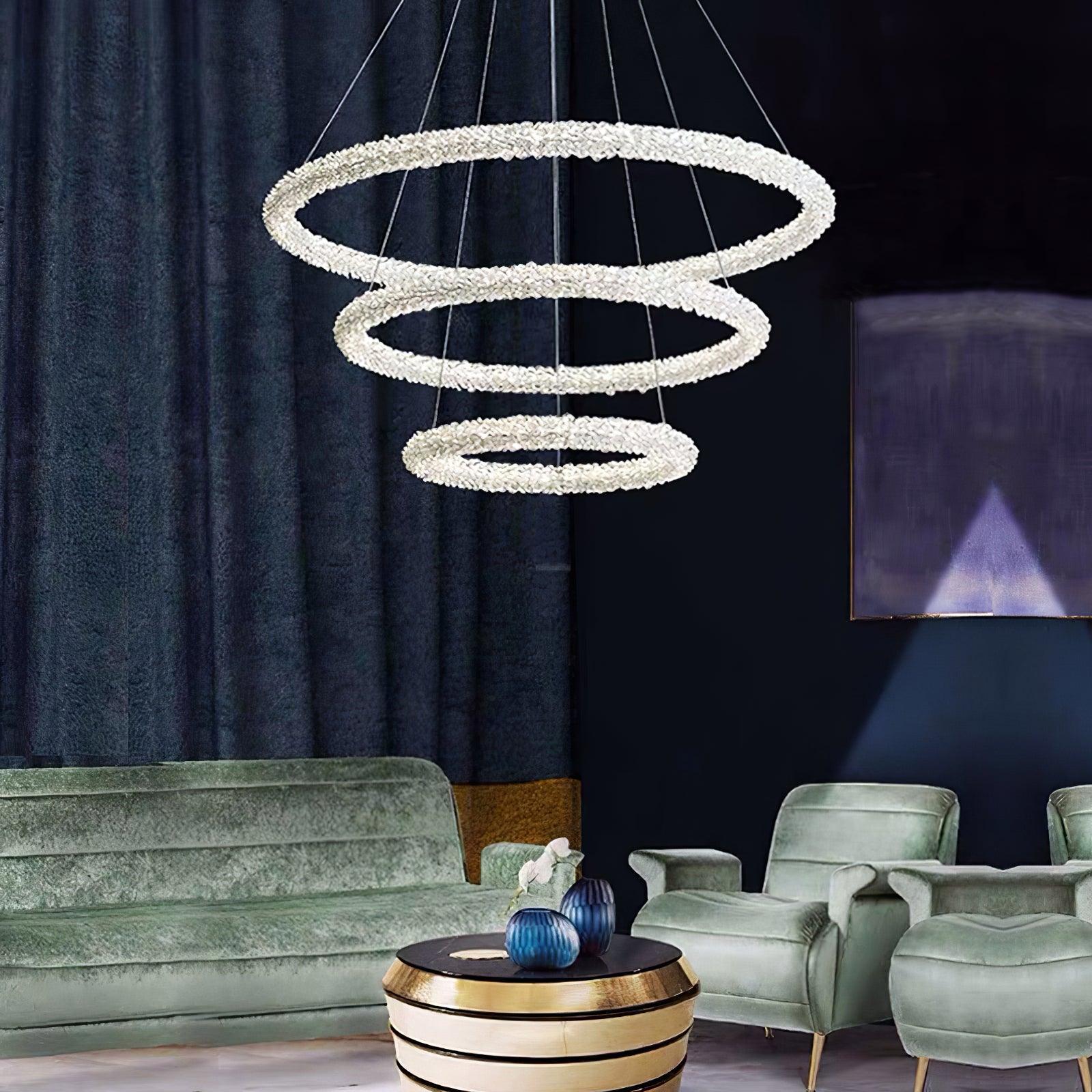 Crystal Ring Chandeliers-Sylvia Space