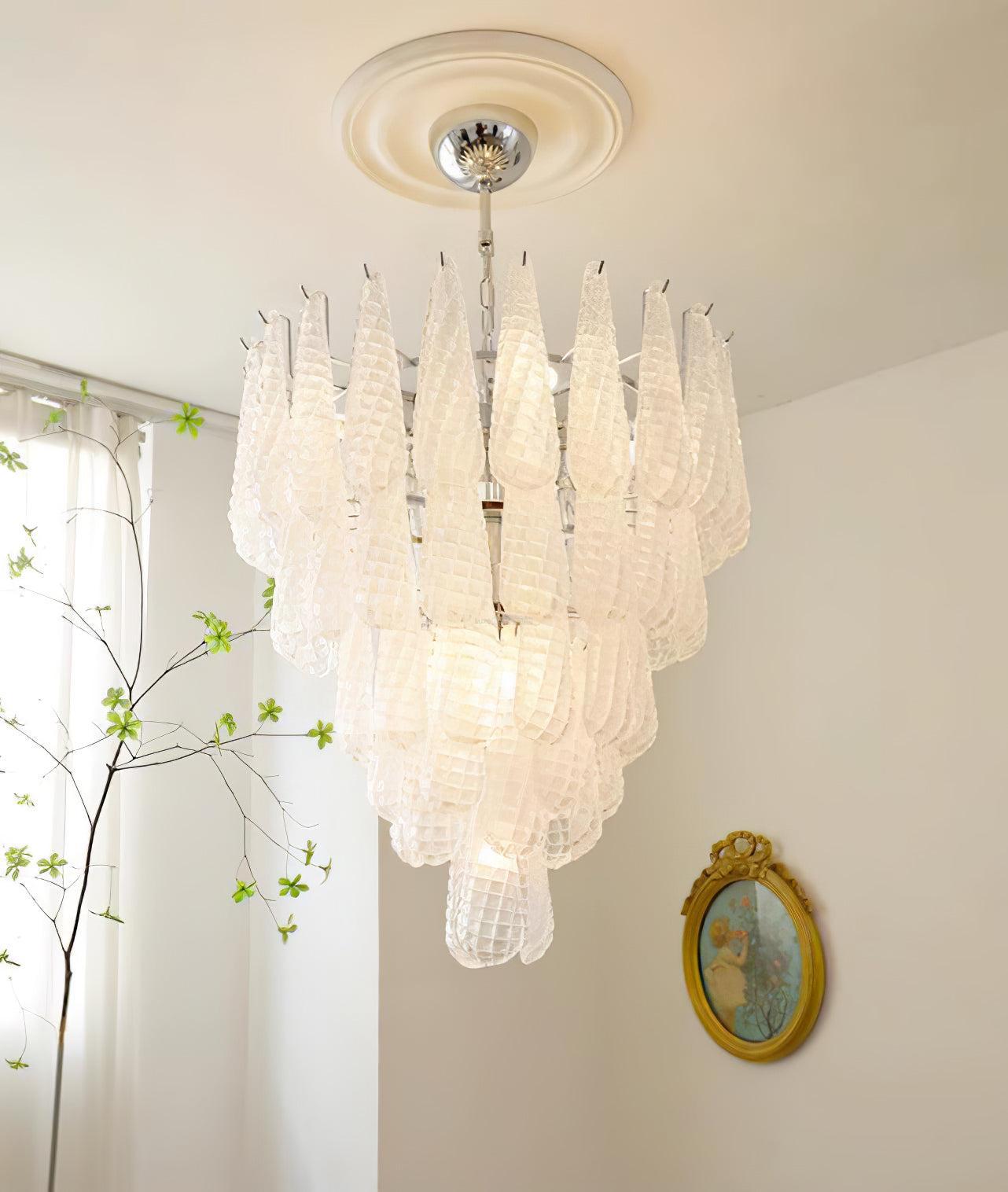 Grid Glass Style Waterfall Chandelier-Sylvia Space