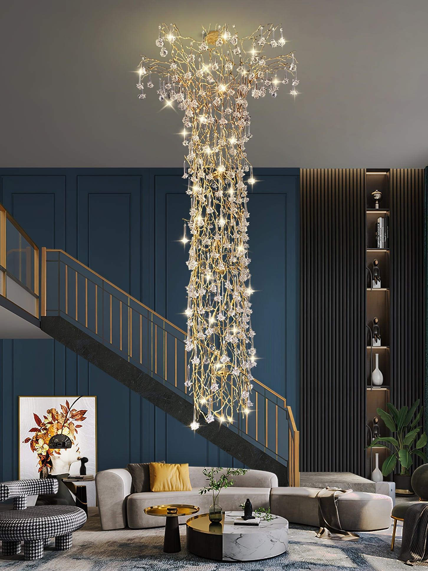 Tree Branch Staircase Chandelier ∅ 59″-Sylvia Space