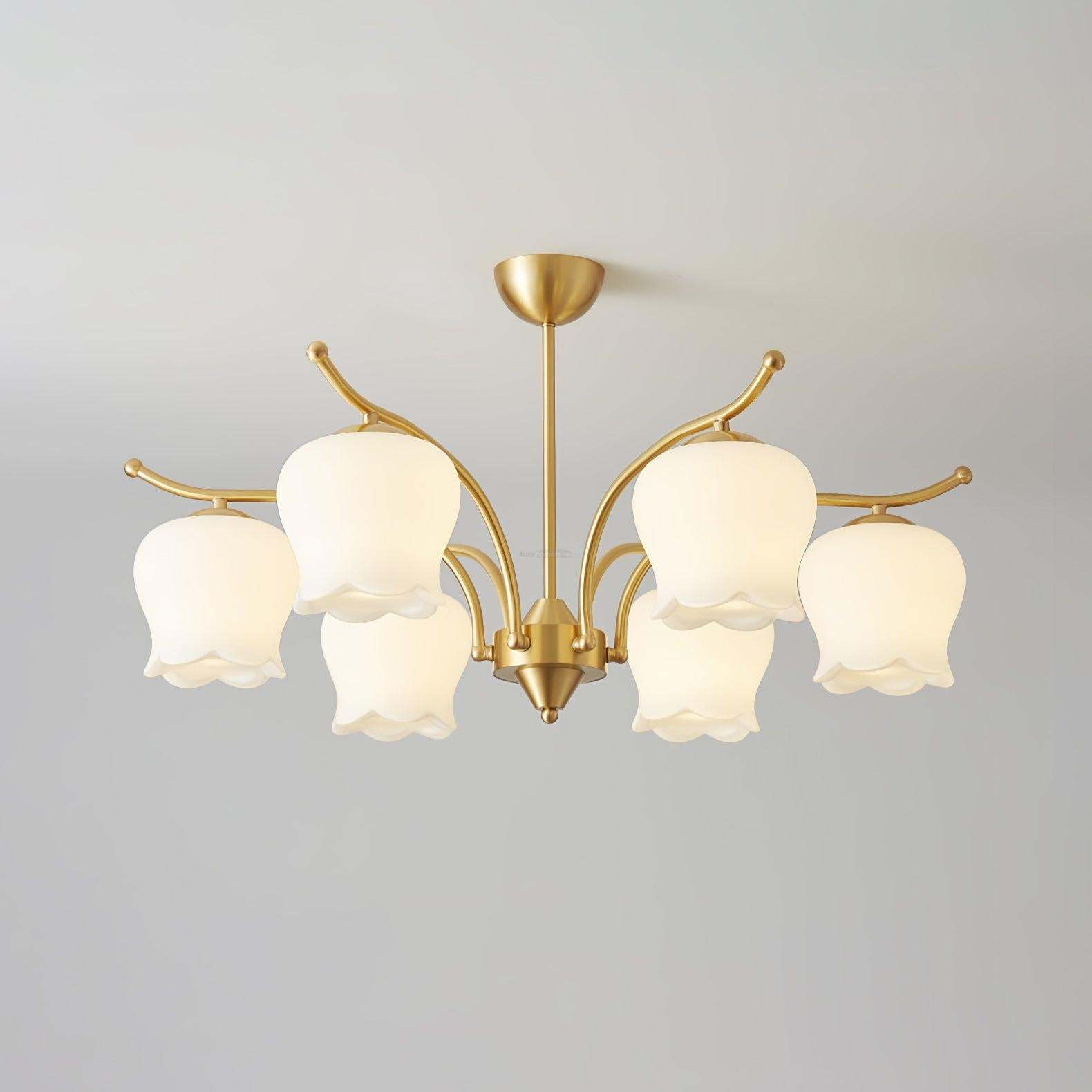 Tulip Brass Chandelier with 3/6/8 heads-Sylvia Space