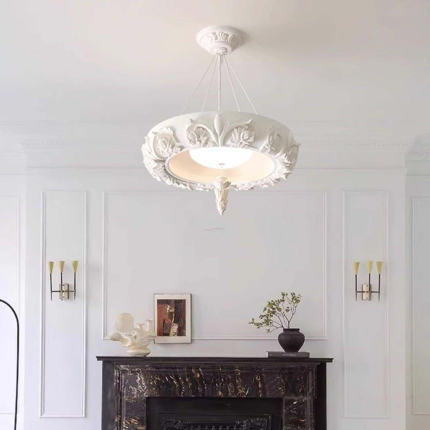 Artistic Carved Plaster Chandelier ∅ 23.6″~∅ 31.5″-Sylvia Space