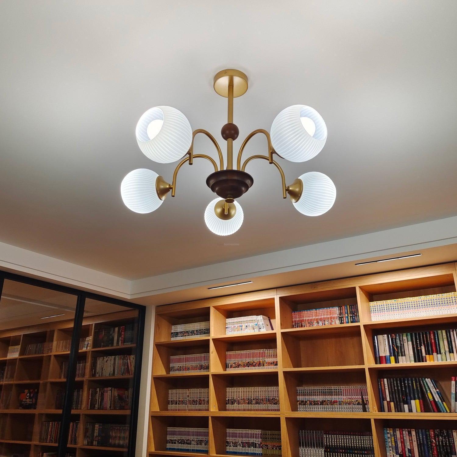 Sculptural Glass Ribbed Chandelier with 3/4/5/6/8 heads-Sylvia Space