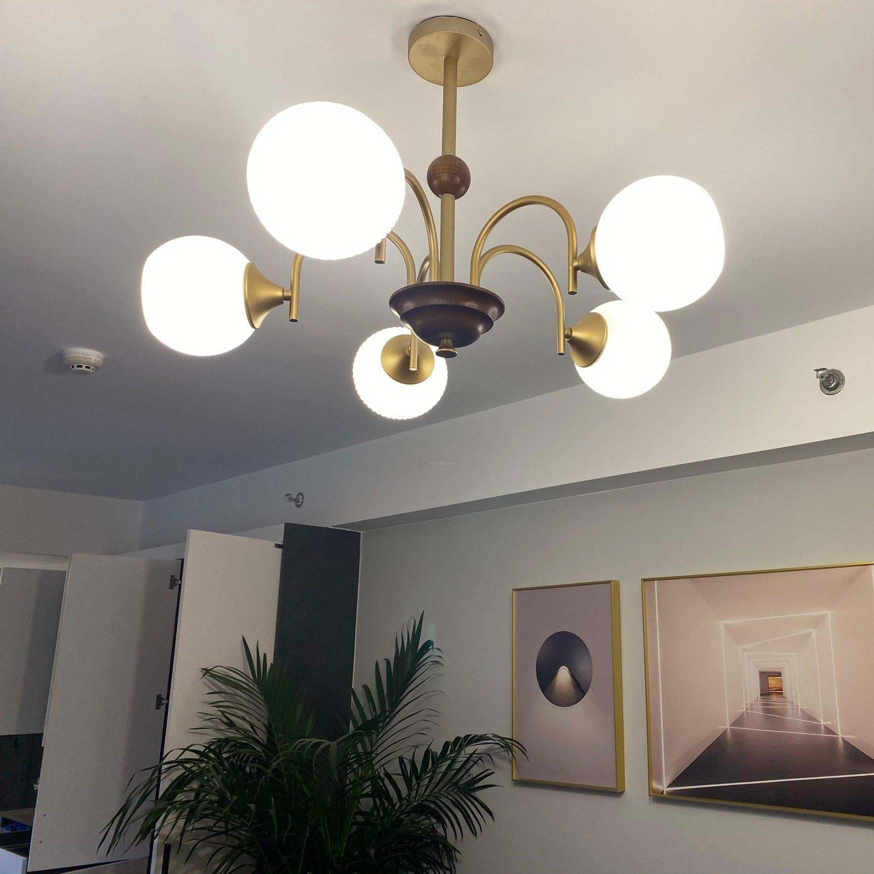 Sculptural Glass Ribbed Chandelier with 3/4/5/6/8 heads-Sylvia Space