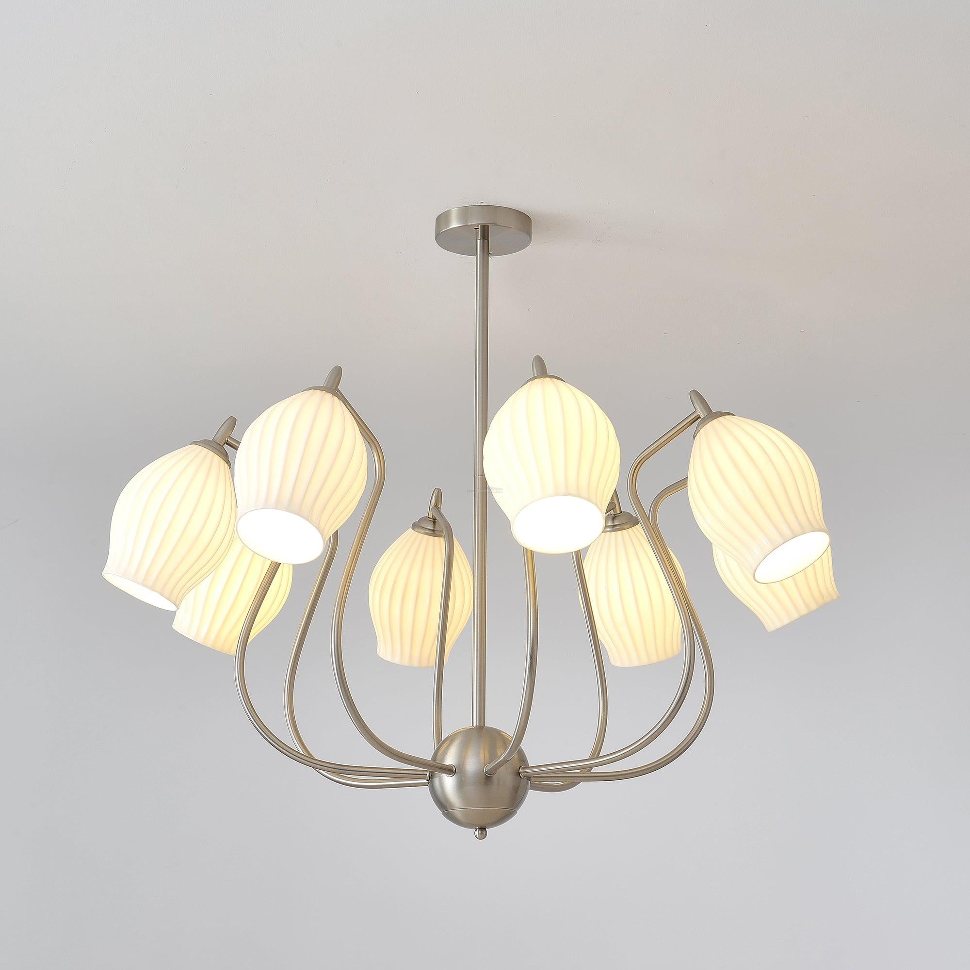 Ceramic Ribbed Chandelier with 4/6/8 heads-Sylvia Space