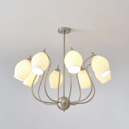 Ceramic Ribbed Chandelier with 4/6/8 heads-Sylvia Space