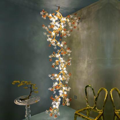 Brass Maple Long Branch Chandelier-Sylvia Space