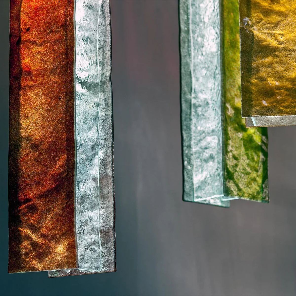 Rectangular  Glass  Pendant Chandelier-Sylvia Space