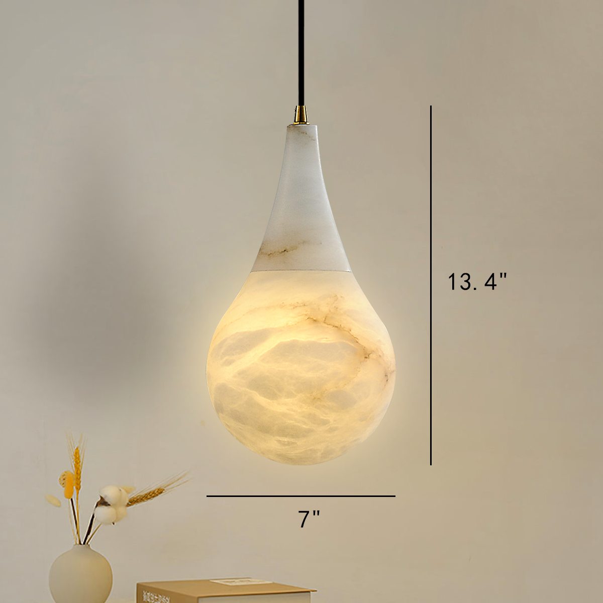 Loreley Teardrop Alabaster Pendant, Kitchen Island Pendant Lighting