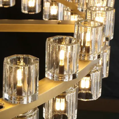 Arcardes Led Round Two-Tier Chandelier For Crystal Cup 60"