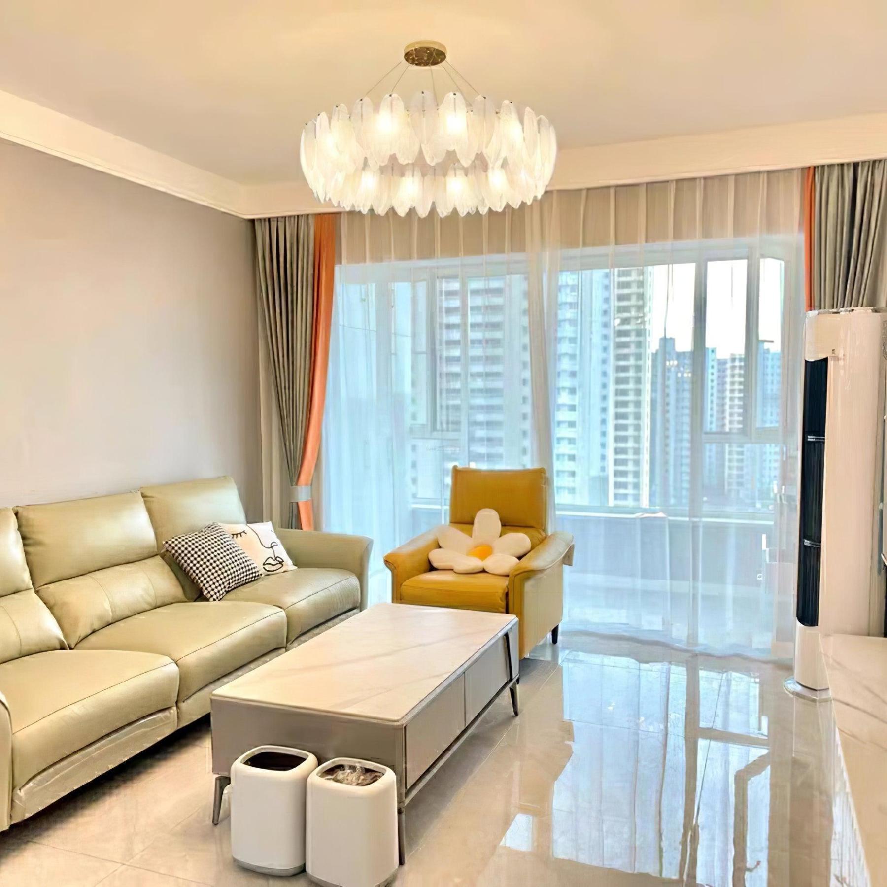 Glass Feather Style Chandelier-Sylvia Space