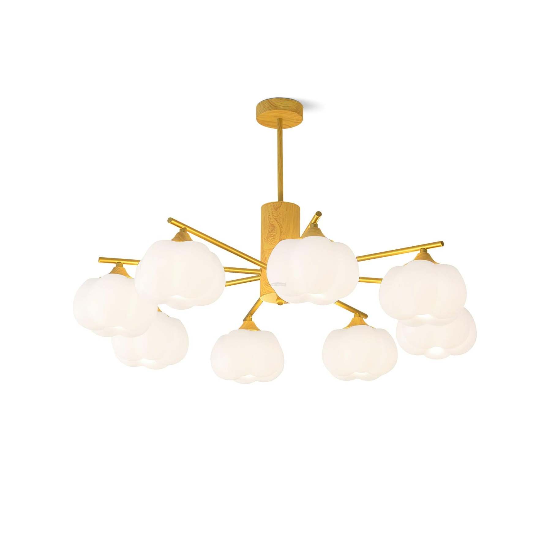 Wooden Cotton Balls Chandelier with 5/8 lamps-Sylvia Space