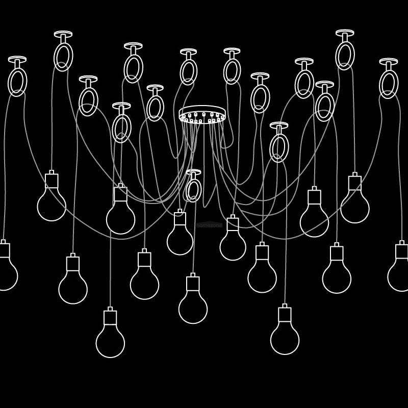 Industrial Spider Chandelier with 3/5/8/12/15 heads-Sylvia Space