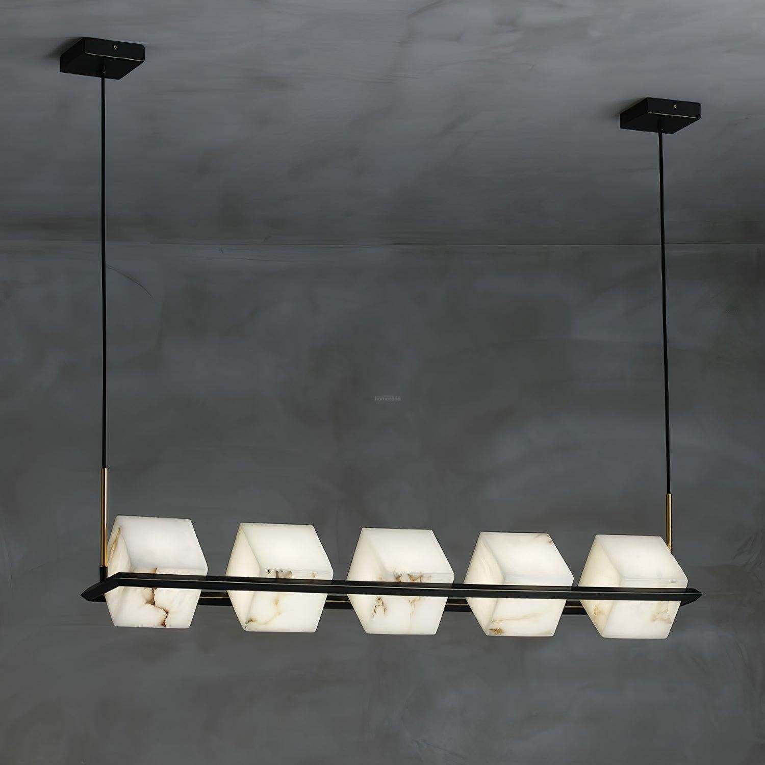 Alabaster Square Box Chandelier with 4/5/6/8/9 heads-Sylvia Space