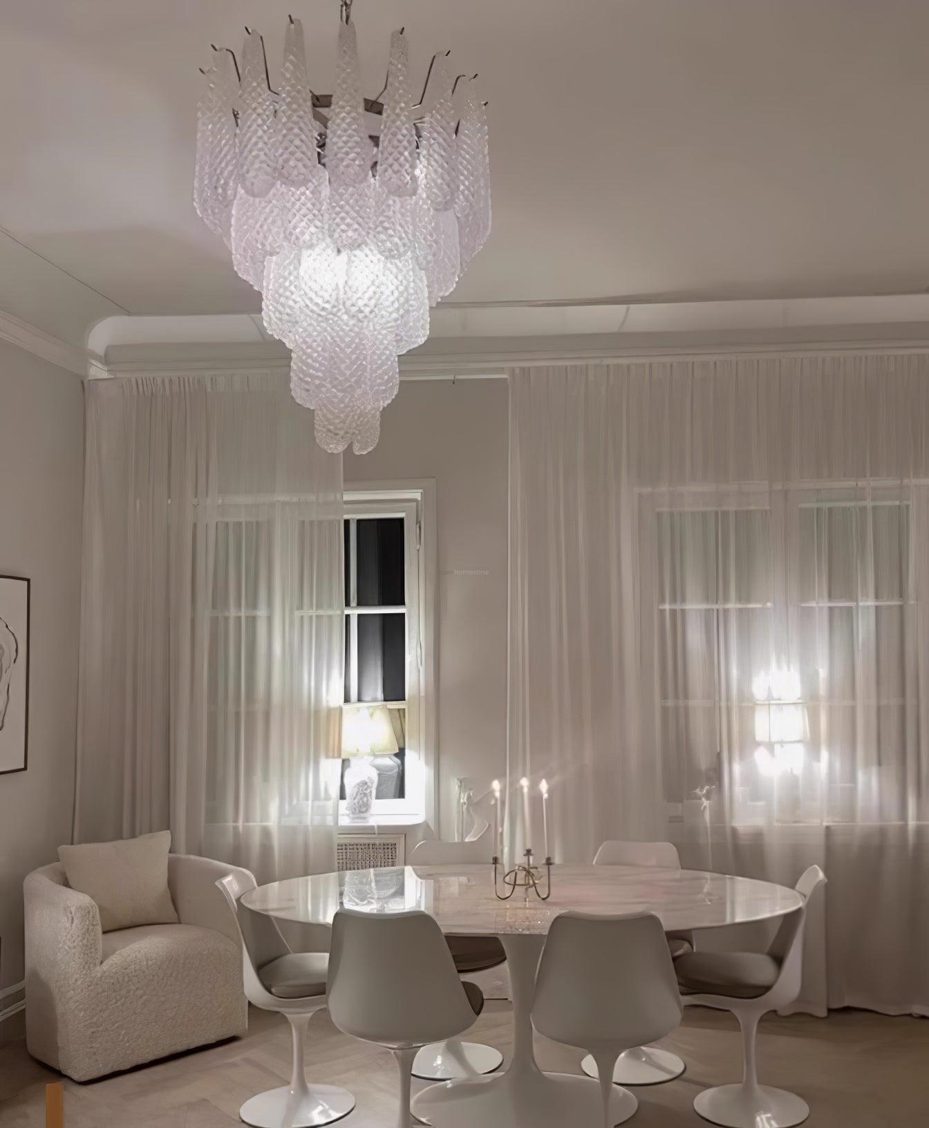 Grid Glass Style Waterfall Chandelier-Sylvia Space