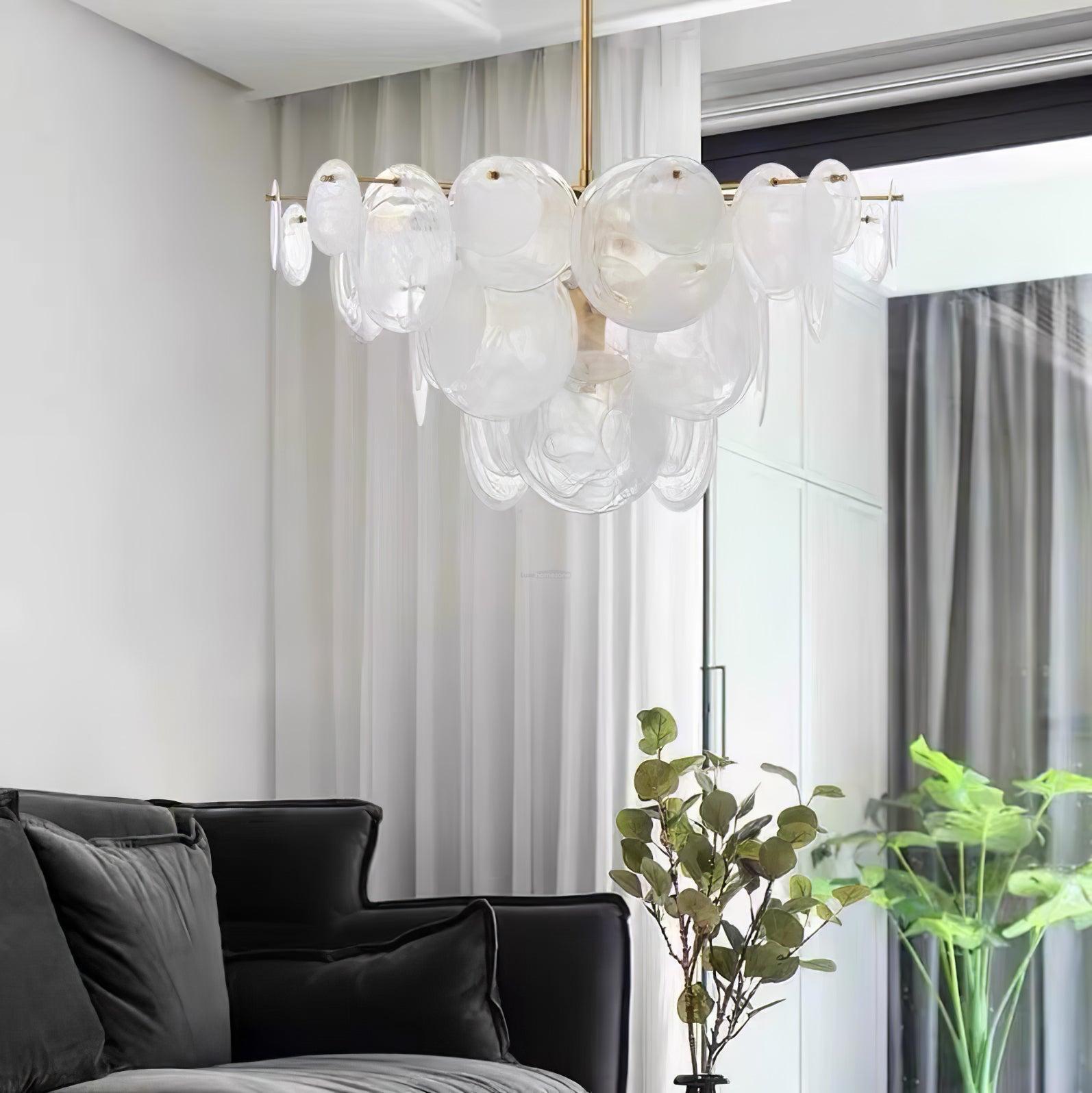 Brass Discs Cascading Round Chandelier-Sylvia Space