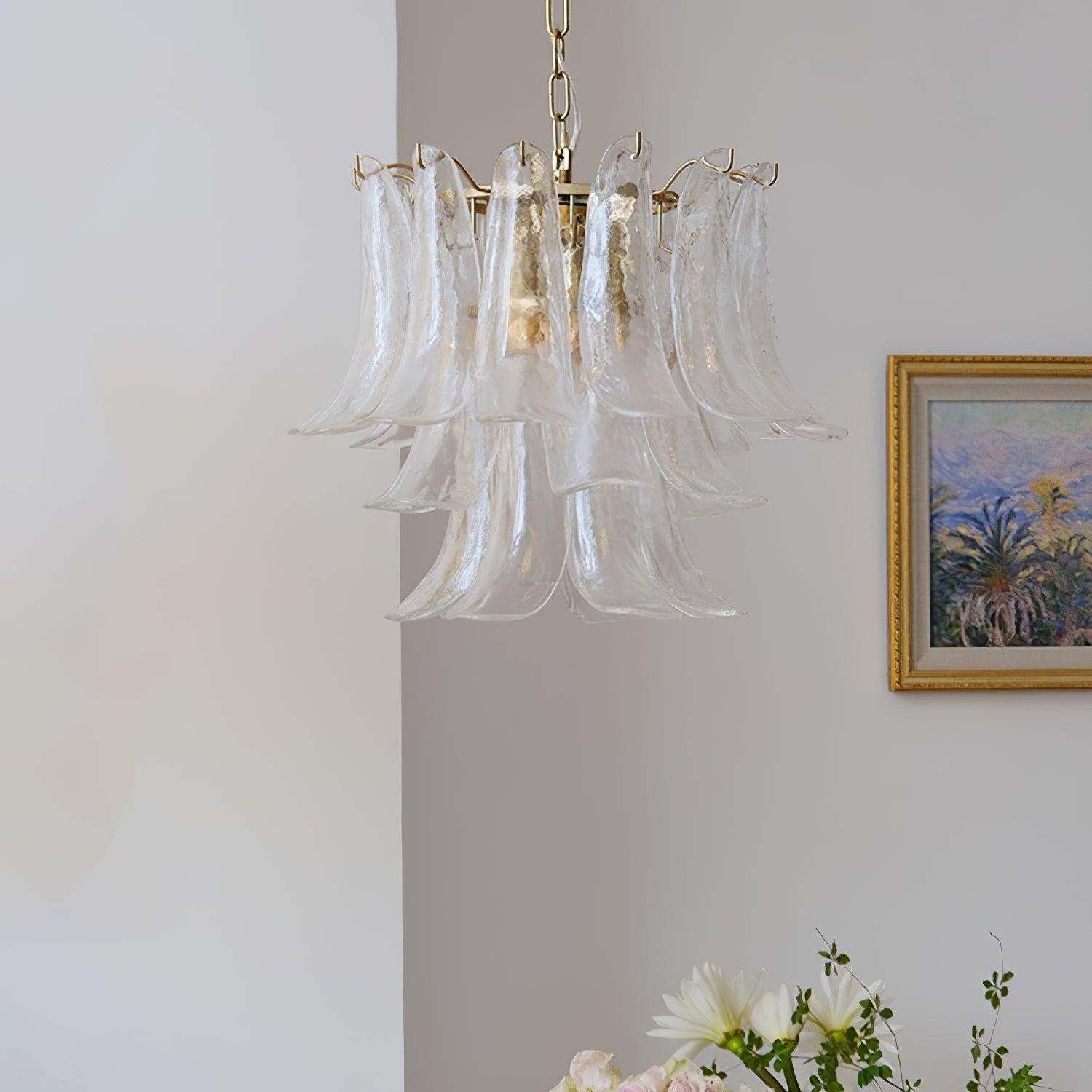 Glass Leaf Cascade Chandelier with 3/4 layer-Sylvia Space