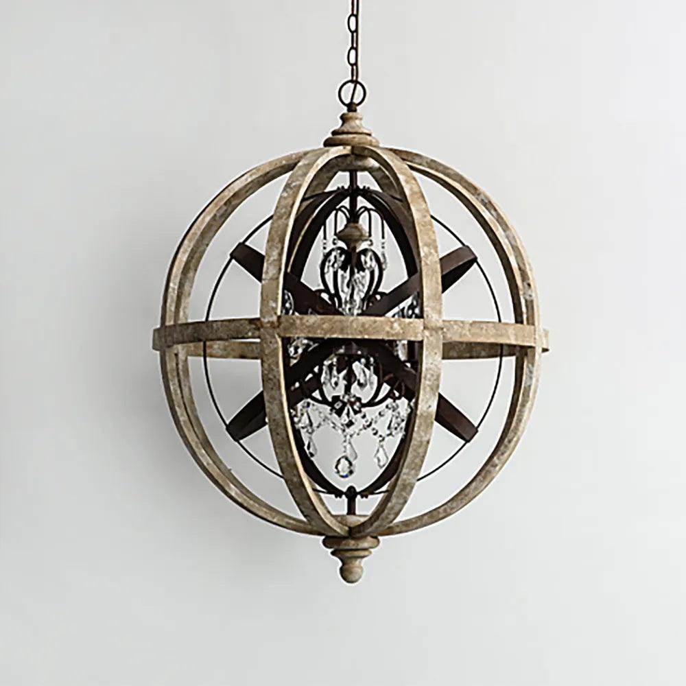 Retro Globe Weathered Chandelier Φ 11.8″-Sylvia Space
