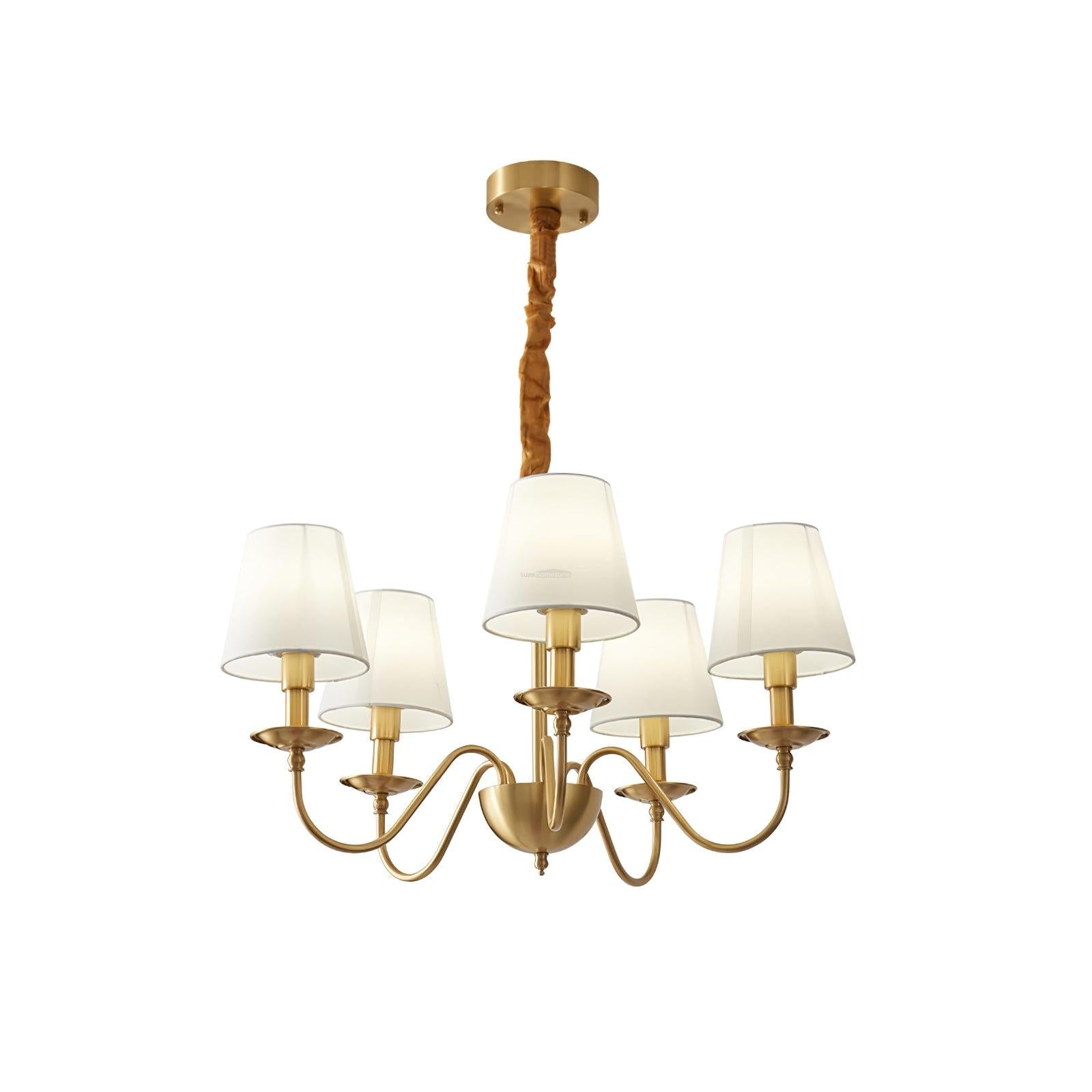 Tapered Fabric Brass Chandelier with 3/5/8 heads-Sylvia Space
