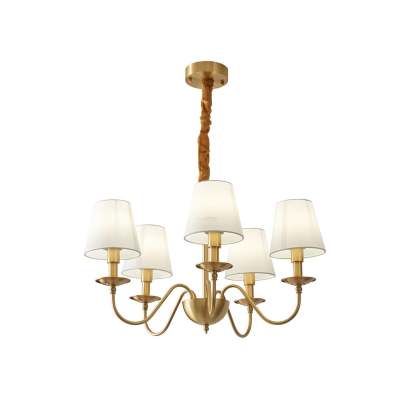 Tapered Fabric Brass Chandelier with 3/5/8 heads-Sylvia Space