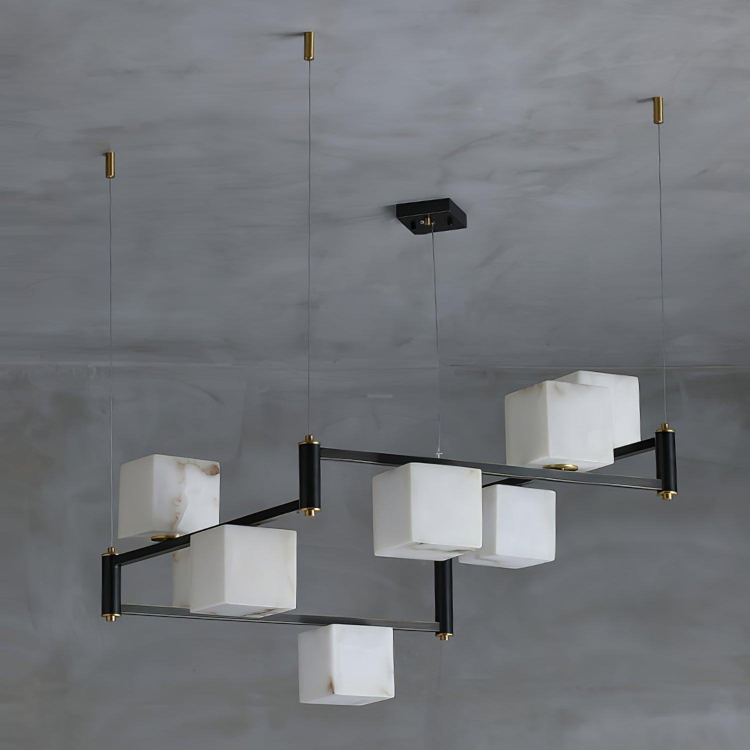 Alabaster Square Box Chandelier with 4/5/6/8/9 heads-Sylvia Space