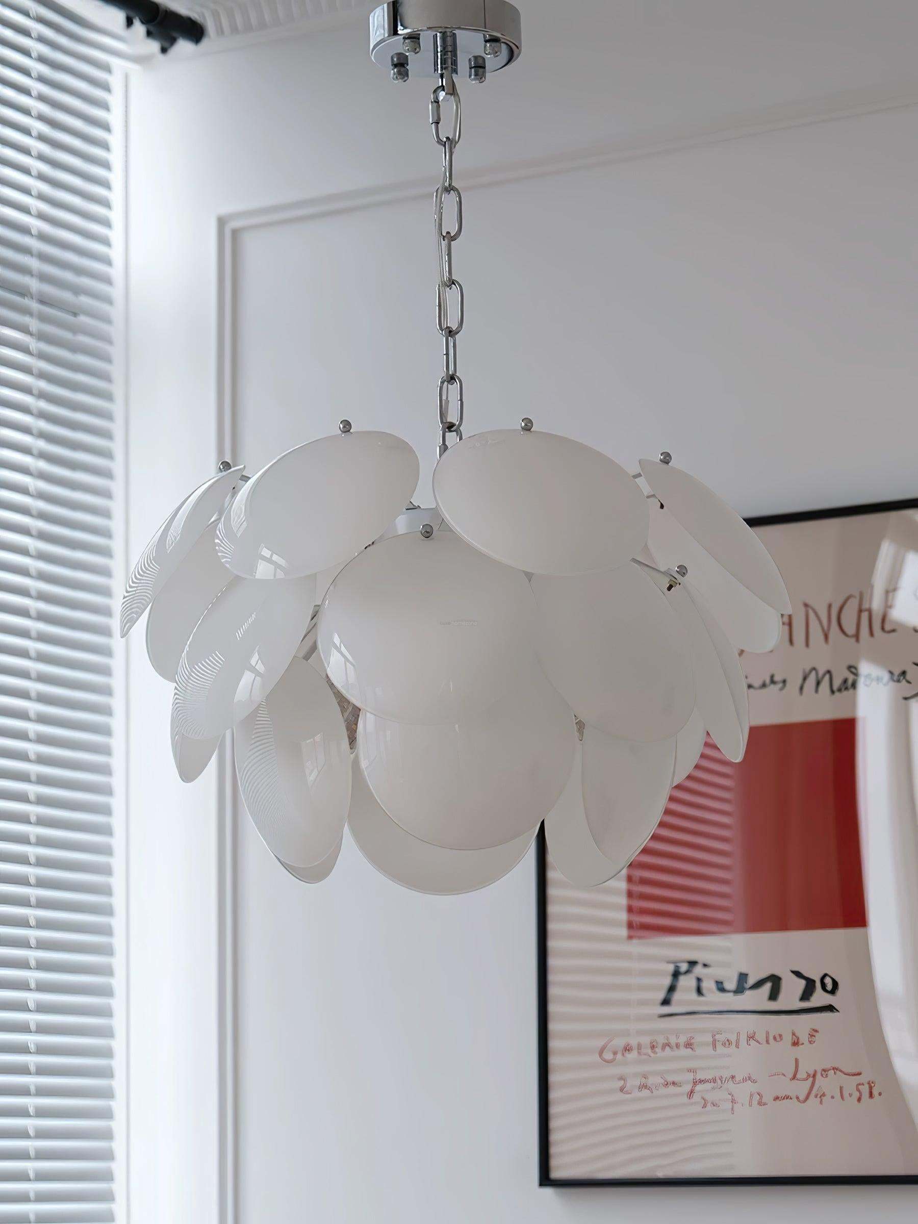 Luminous Petal Glass Round Chandelier-Sylvia Space