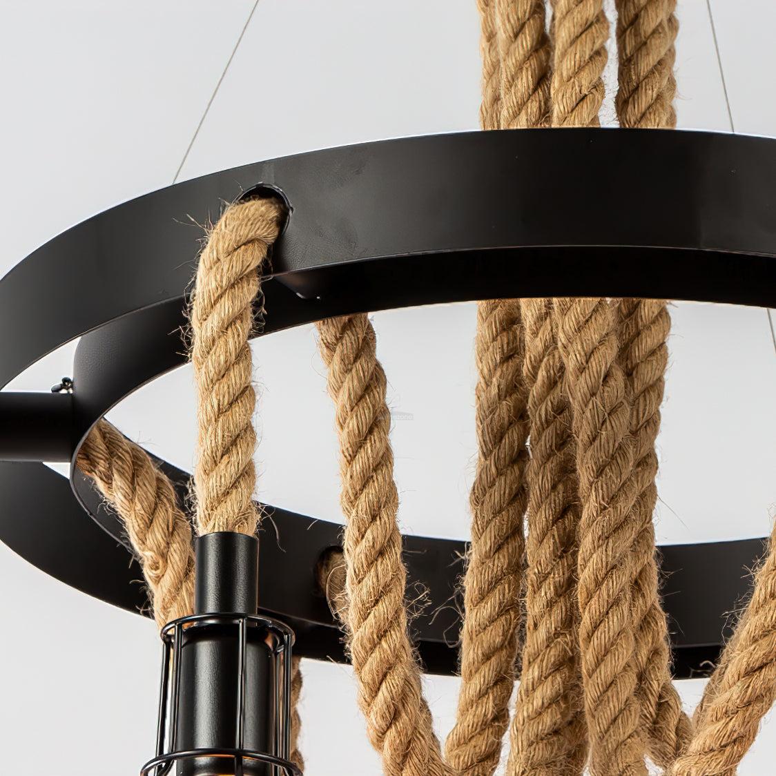 Hemp Rope Industrial Starfall Chandelier with 4/6/8 heads-Sylvia Space