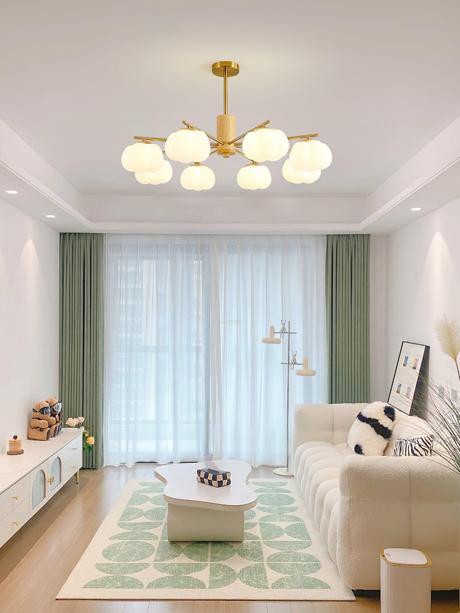 Wooden Cotton Balls Chandelier with 5/8 lamps-Sylvia Space