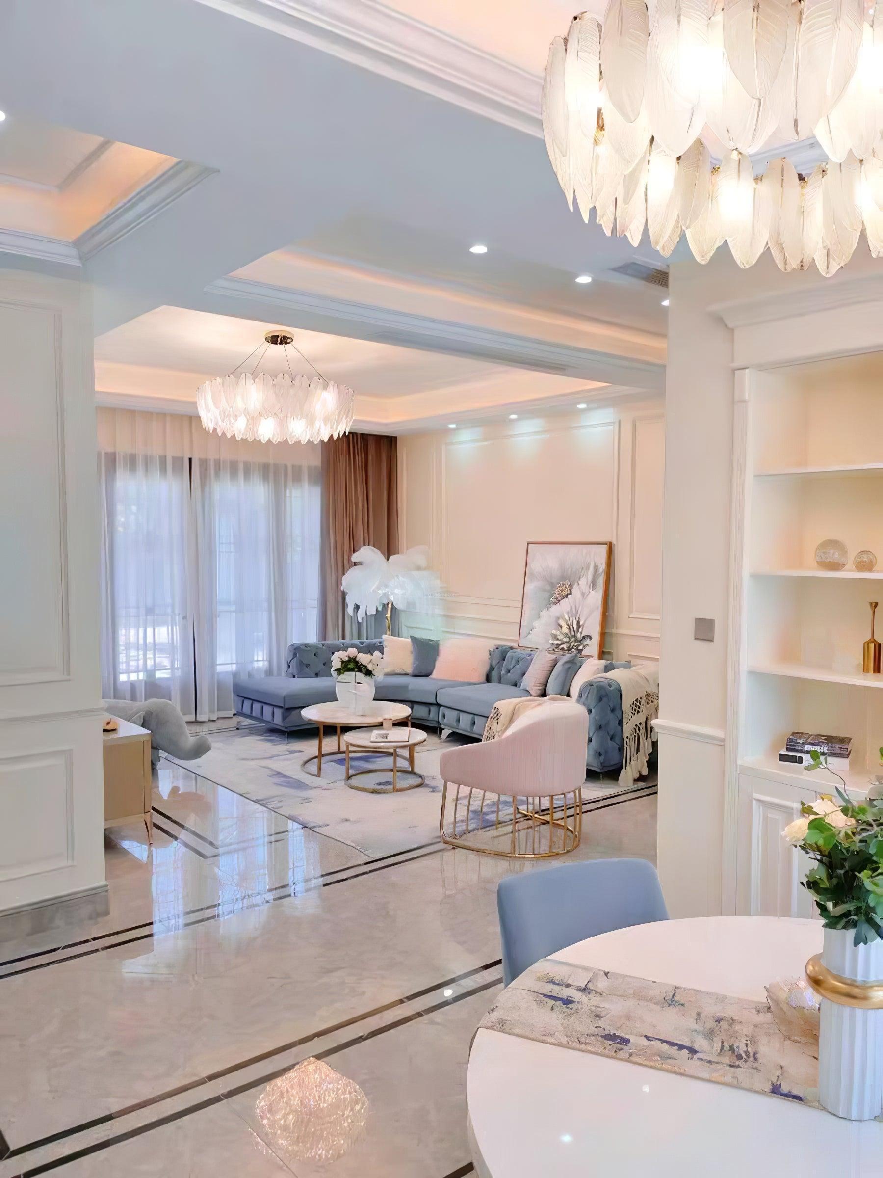 Glass Feather Style Chandelier-Sylvia Space