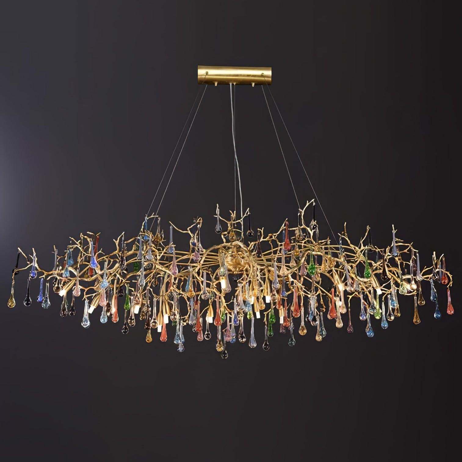 Colorful Teardrop Brass Branch Chandelier-Sylvia Space