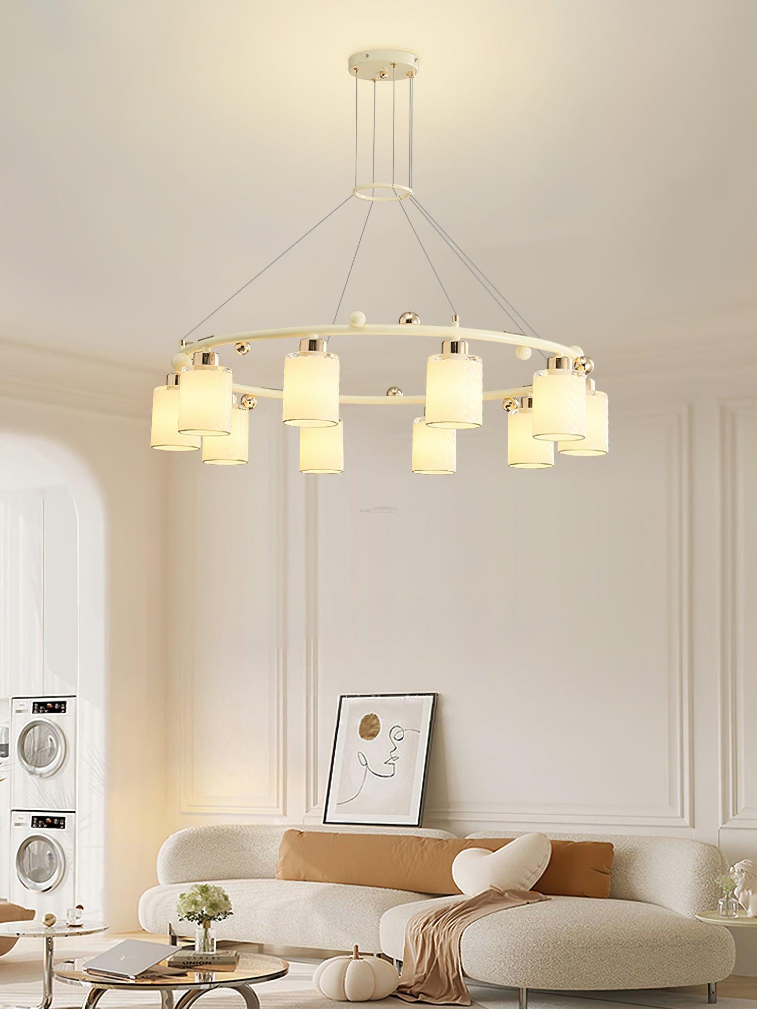 Round Glass Cup Chandelier-Sylvia Space