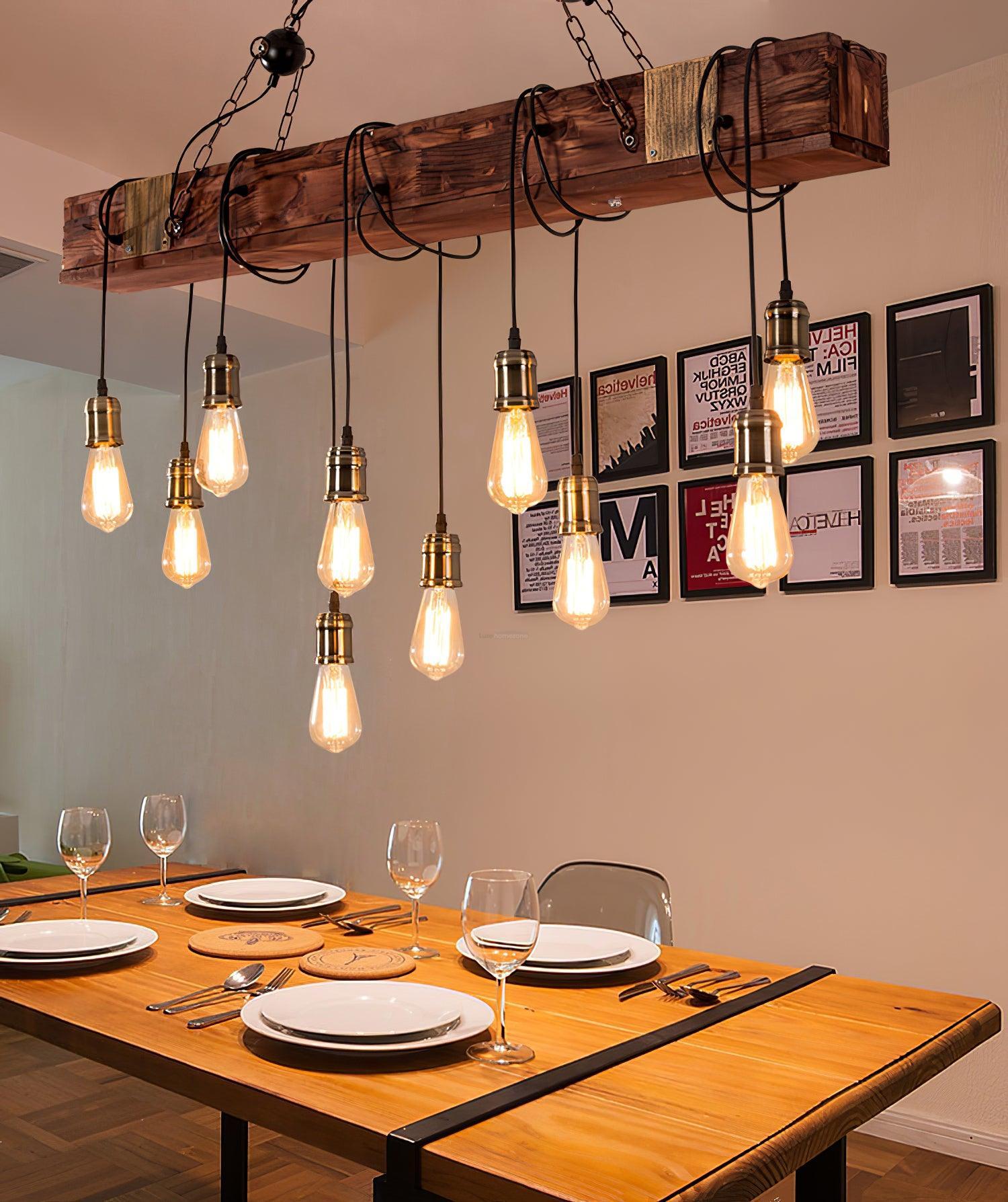 Wooden Hanging Multi Chandelier-Sylvia Space