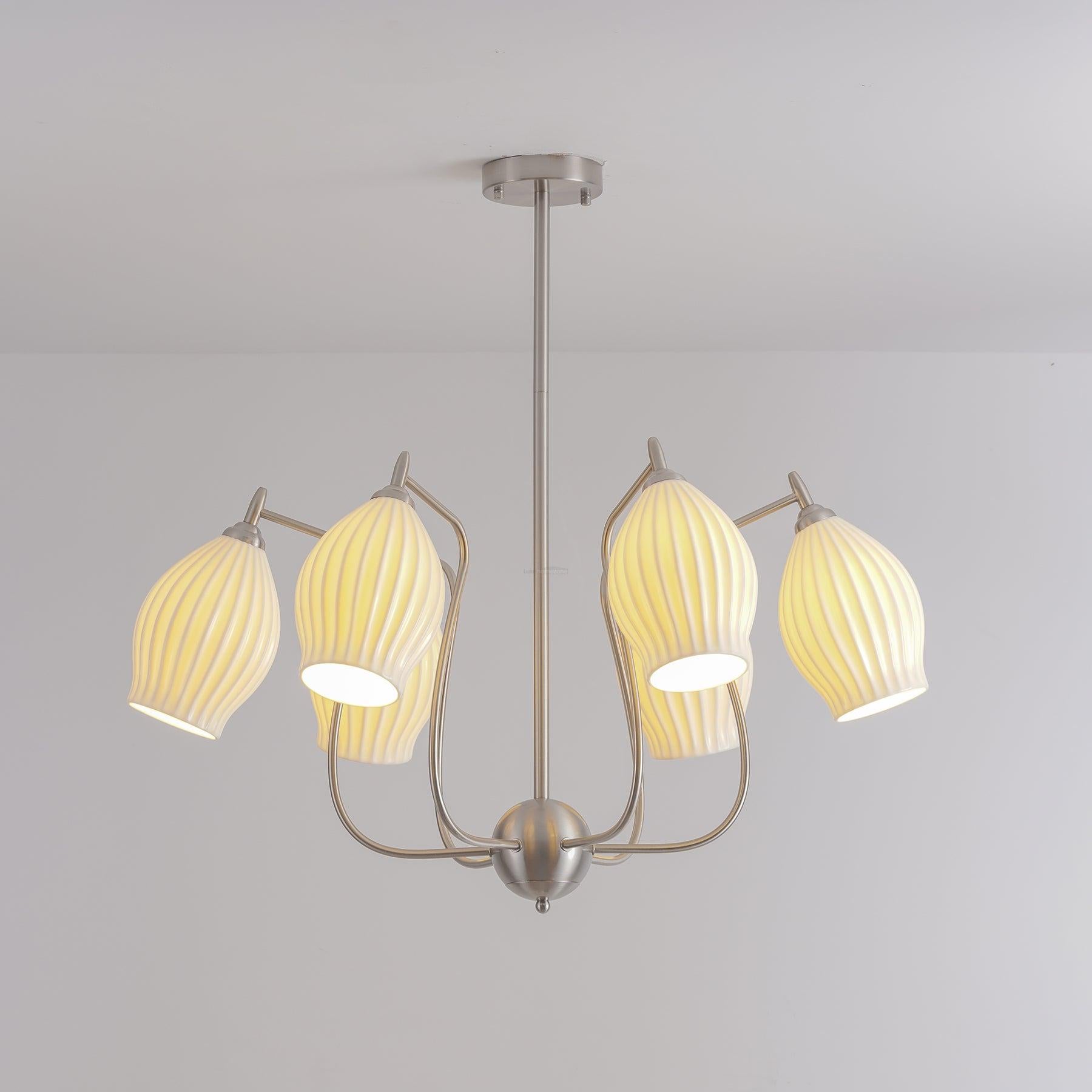 Ceramic Ribbed Chandelier with 4/6/8 heads-Sylvia Space