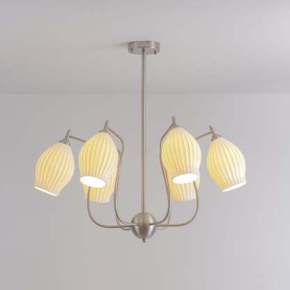 Ceramic Ribbed Chandelier with 4/6/8 heads-Sylvia Space