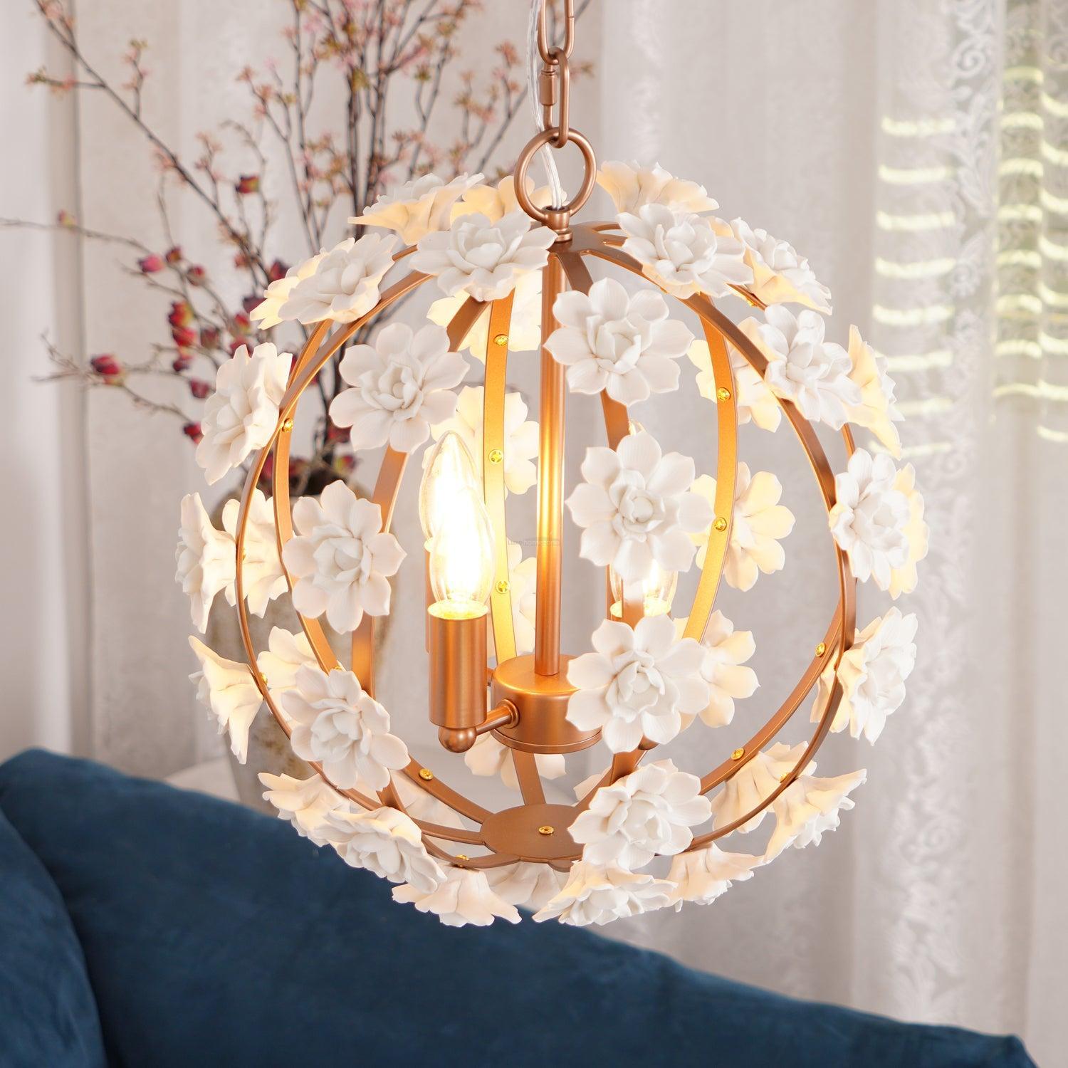 Bianca Floral Orb Globe Chandelier-Sylvia Space