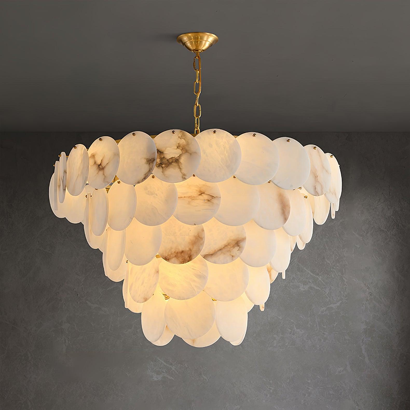 Alabaster Shell Brass Chandelier with 2/3/4/5/6 layer-Sylvia Space