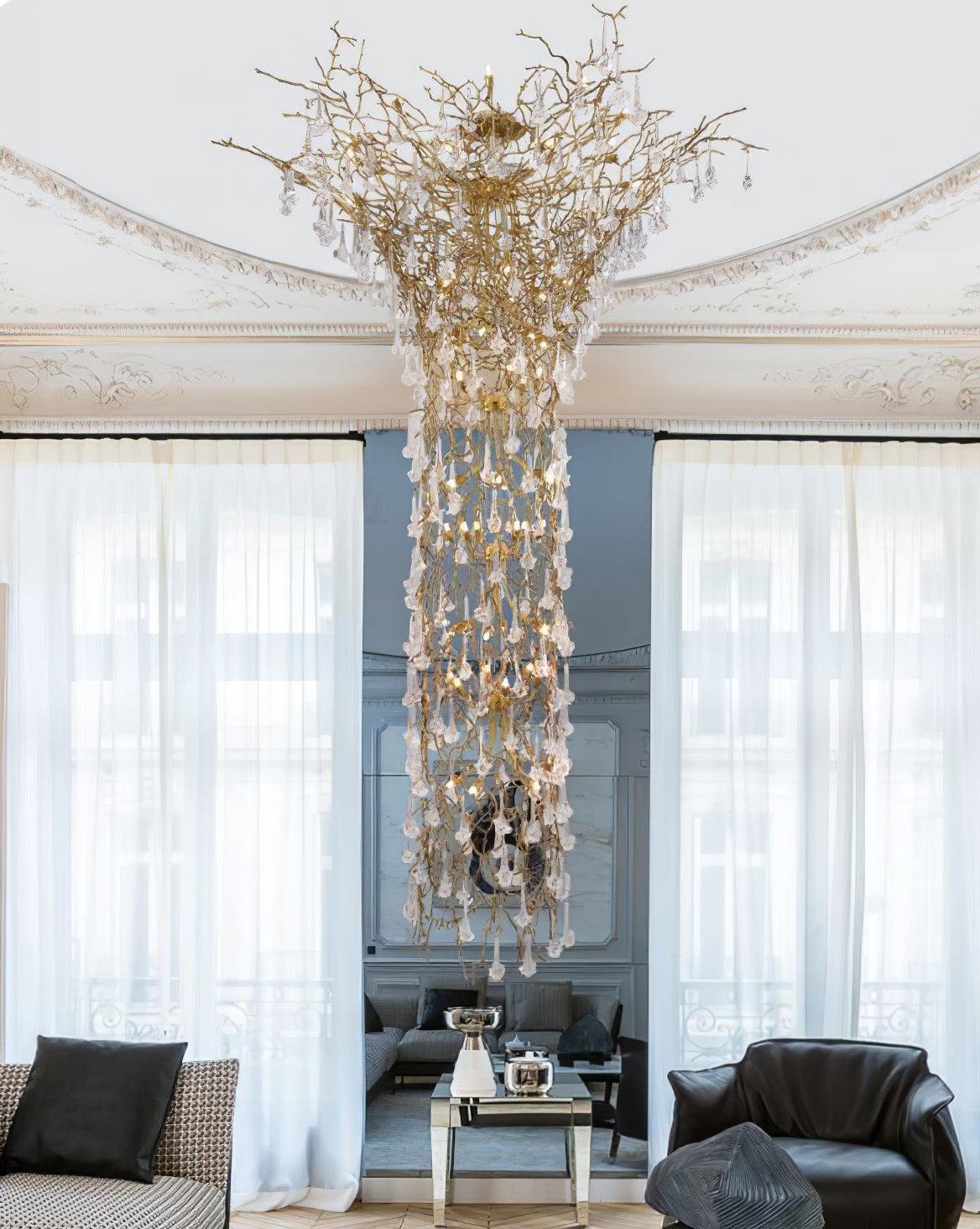 Tree Branch Staircase Chandelier ∅ 59″-Sylvia Space